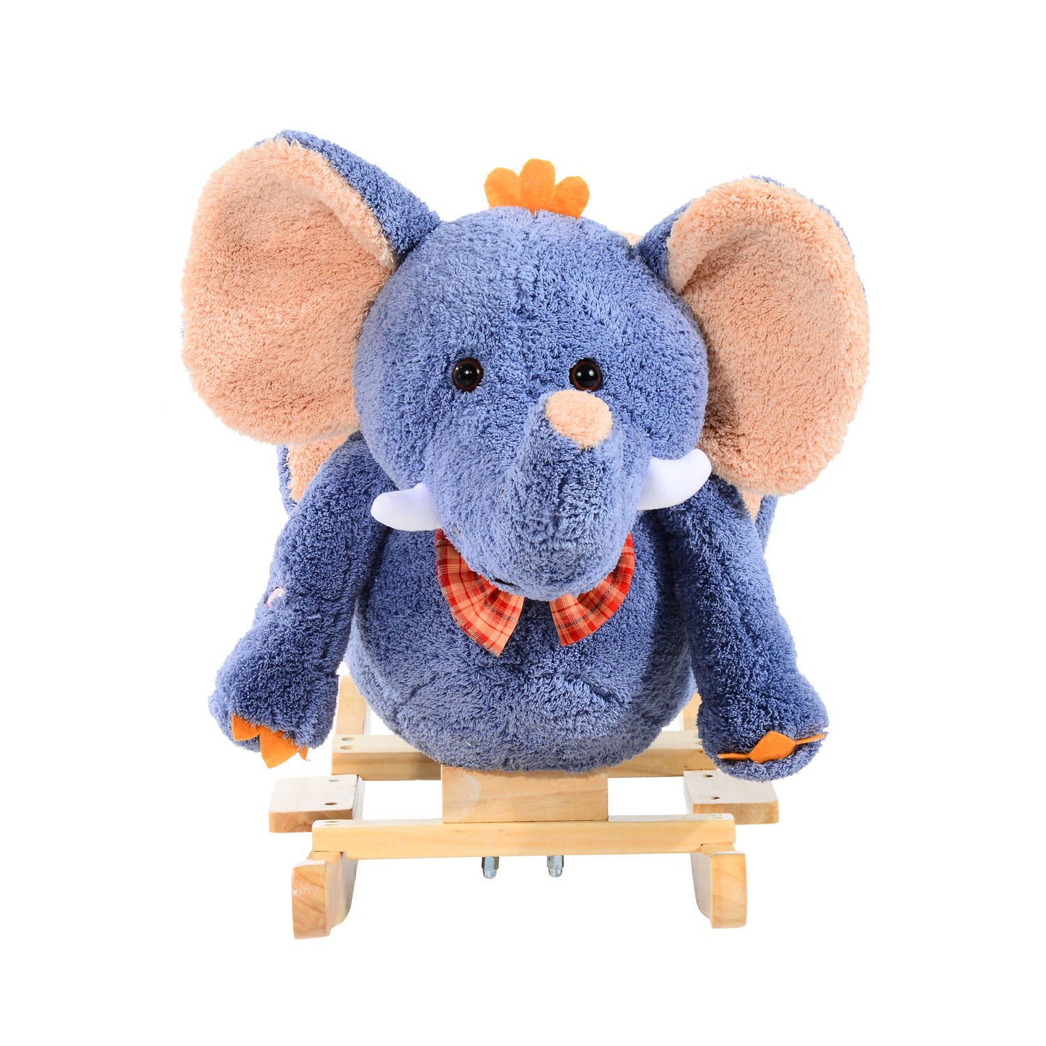 HOMCOM Children Kids Rocking Horse Toys Plush Elephant Rocker Seat with Sound Toddler Baby Gift Blue - BEYRUN