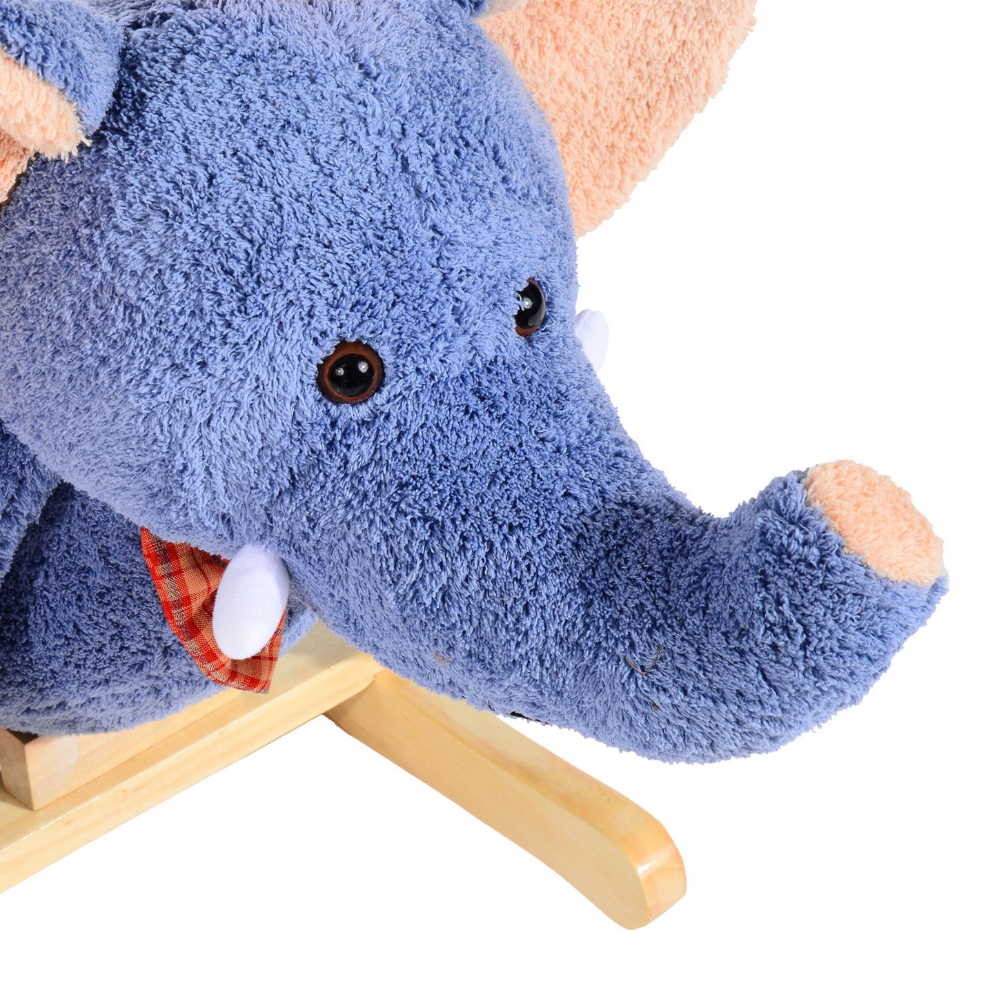 HOMCOM Children Kids Rocking Horse Toys Plush Elephant Rocker Seat with Sound Toddler Baby Gift Blue - BEYRUN