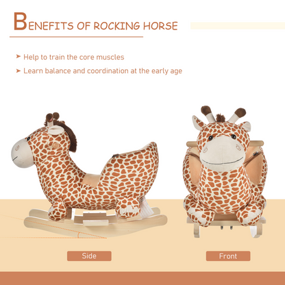 HOMCOM Children Kids Rocking Horse Toys Giraffe Seat Belt Toddlers Baby Toy Gift - BEYRUN