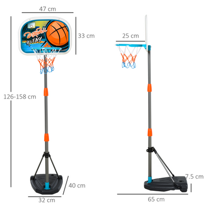 HOMCOM Kids Basketball Hoop and Stand - Portable Adjustable Basketball Set with Ball, Pump, and Backboard, Heights 126-158 cm - BEYRUN