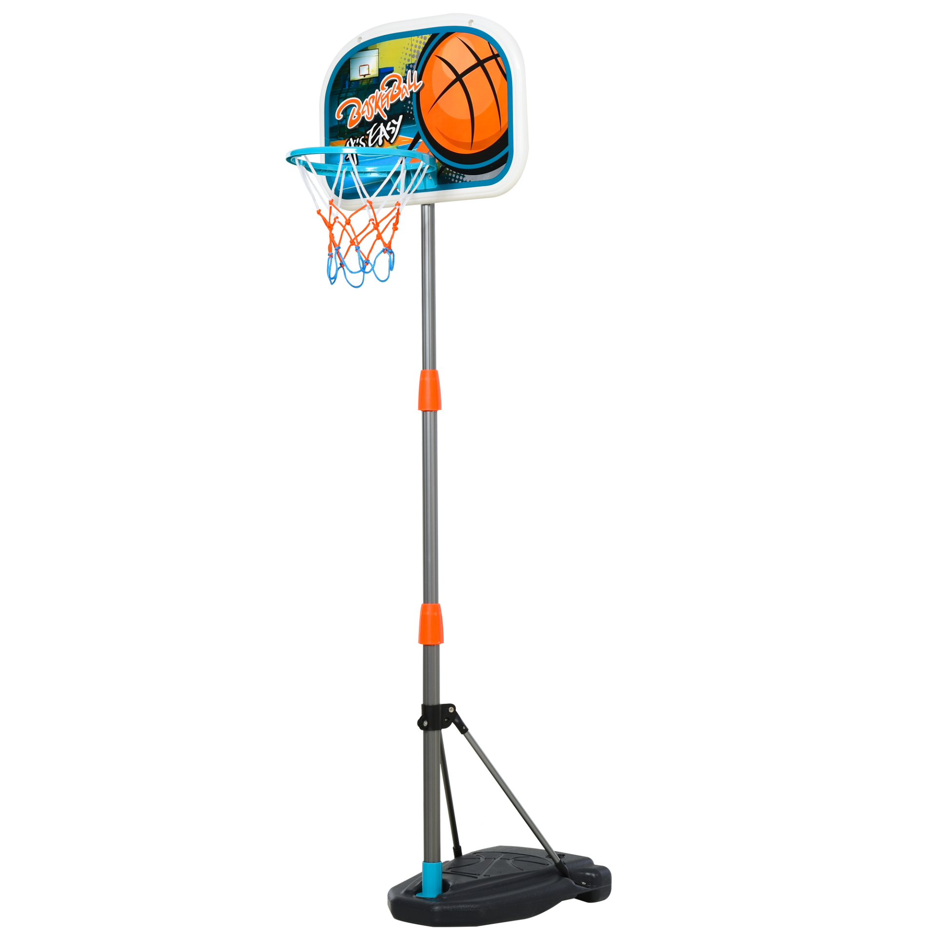 HOMCOM Kids Basketball Hoop and Stand - Portable Adjustable Basketball Set with Ball, Pump, and Backboard, Heights 126-158 cm - BEYRUN