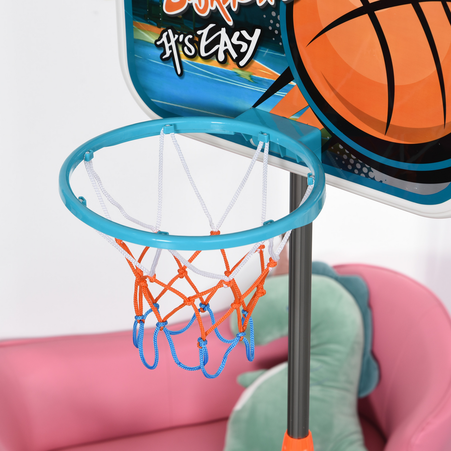 HOMCOM Kids Basketball Hoop and Stand - Portable Adjustable Basketball Set with Ball, Pump, and Backboard, Heights 126-158 cm - BEYRUN