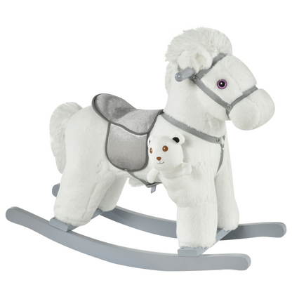 HOMCOM Kids Plush Ride-On Rocking Horse Toy Rocker with Realistic Sounds - BEYRUN