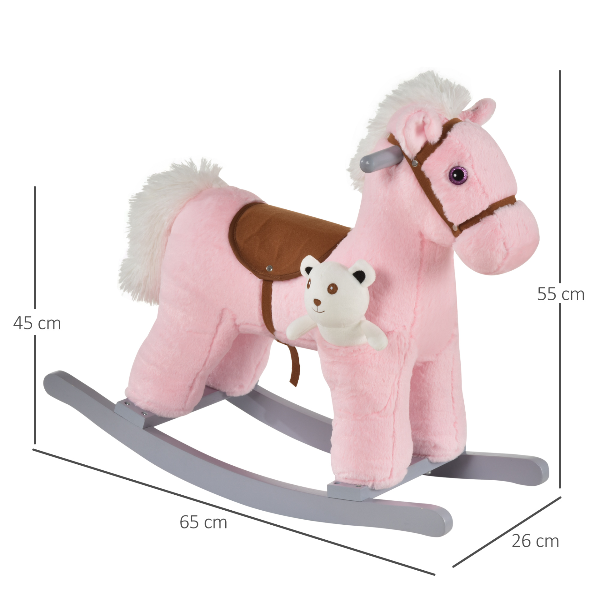 HOMCOM Kids Plush Ride-On Rocking Horse Toy Rocker - Pink - BEYRUN