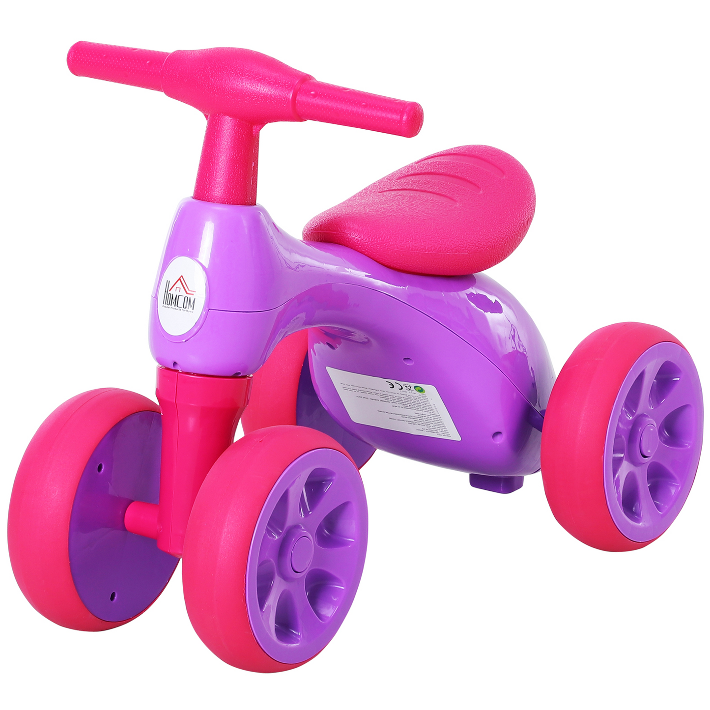 HOMCOM Baby Balance Bike Toddler Training Walker | Smooth Rubber Wheels | Ride on Toy Storage Bin | Gift for Boys Girls Violet Fuchsia - BEYRUN