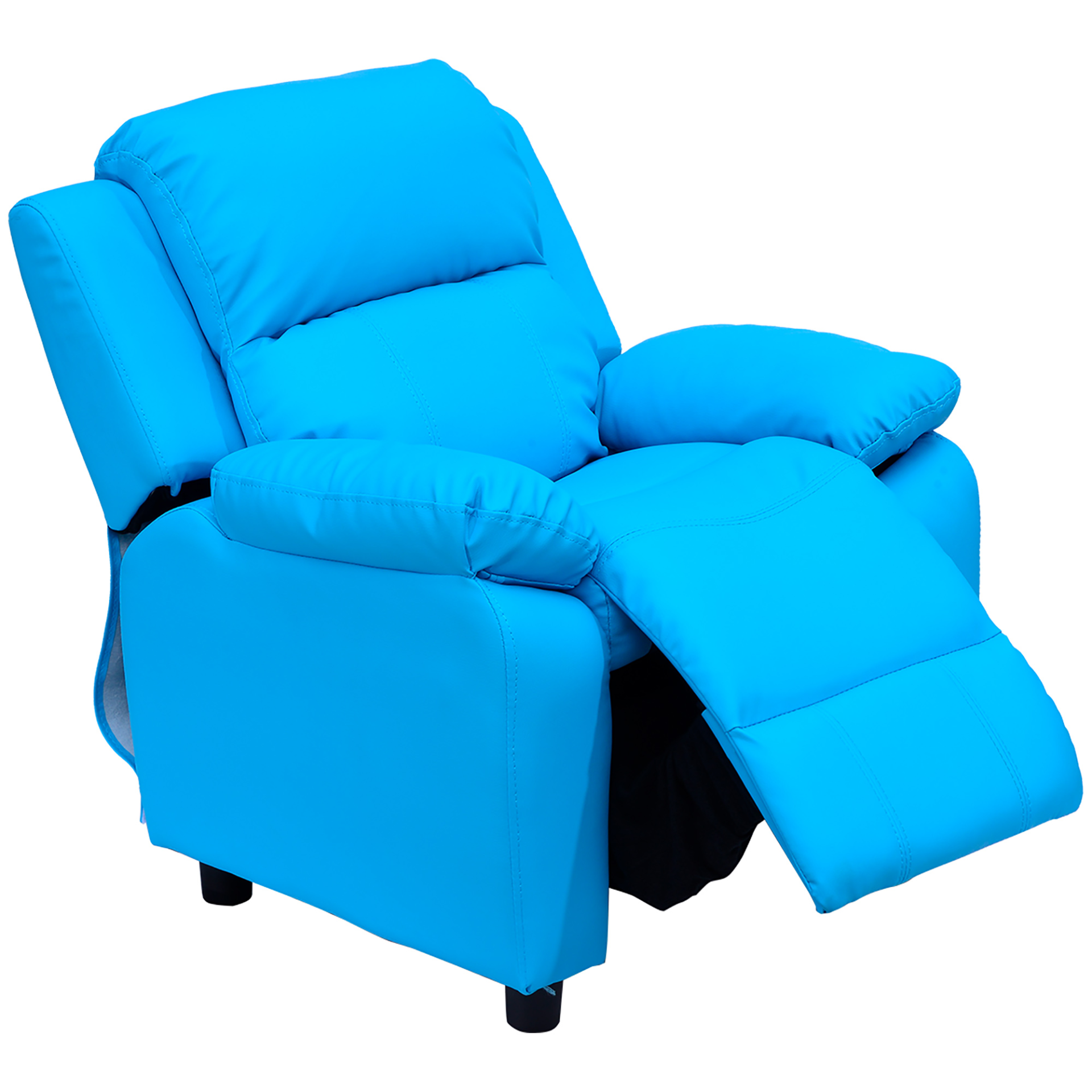 HOMCOM Blue PU Leather Kids Recliner Chair with Storage | Ideal Children's Lounge Armchair | Game Sofa for Kids Ages 3-6 - BEYRUN