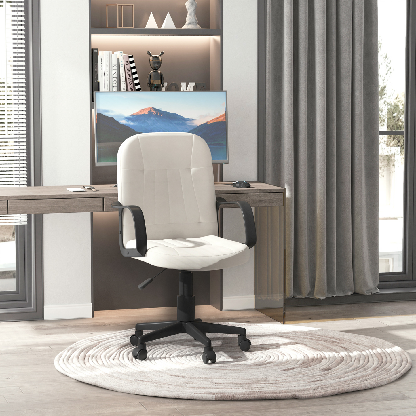 HOMCOM Swivel Executive Office Chair | PU Leather Ergonomic Desk Chair for Home & Office - BEYRUN