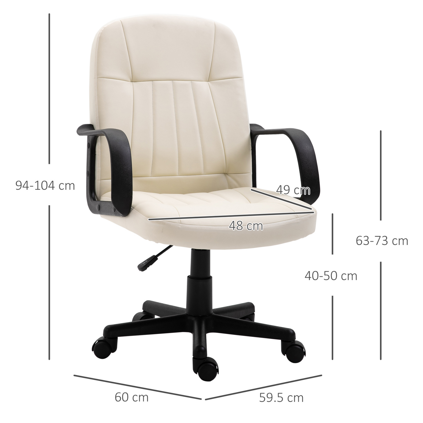 HOMCOM Swivel Executive Office Chair | PU Leather Ergonomic Desk Chair for Home & Office - BEYRUN