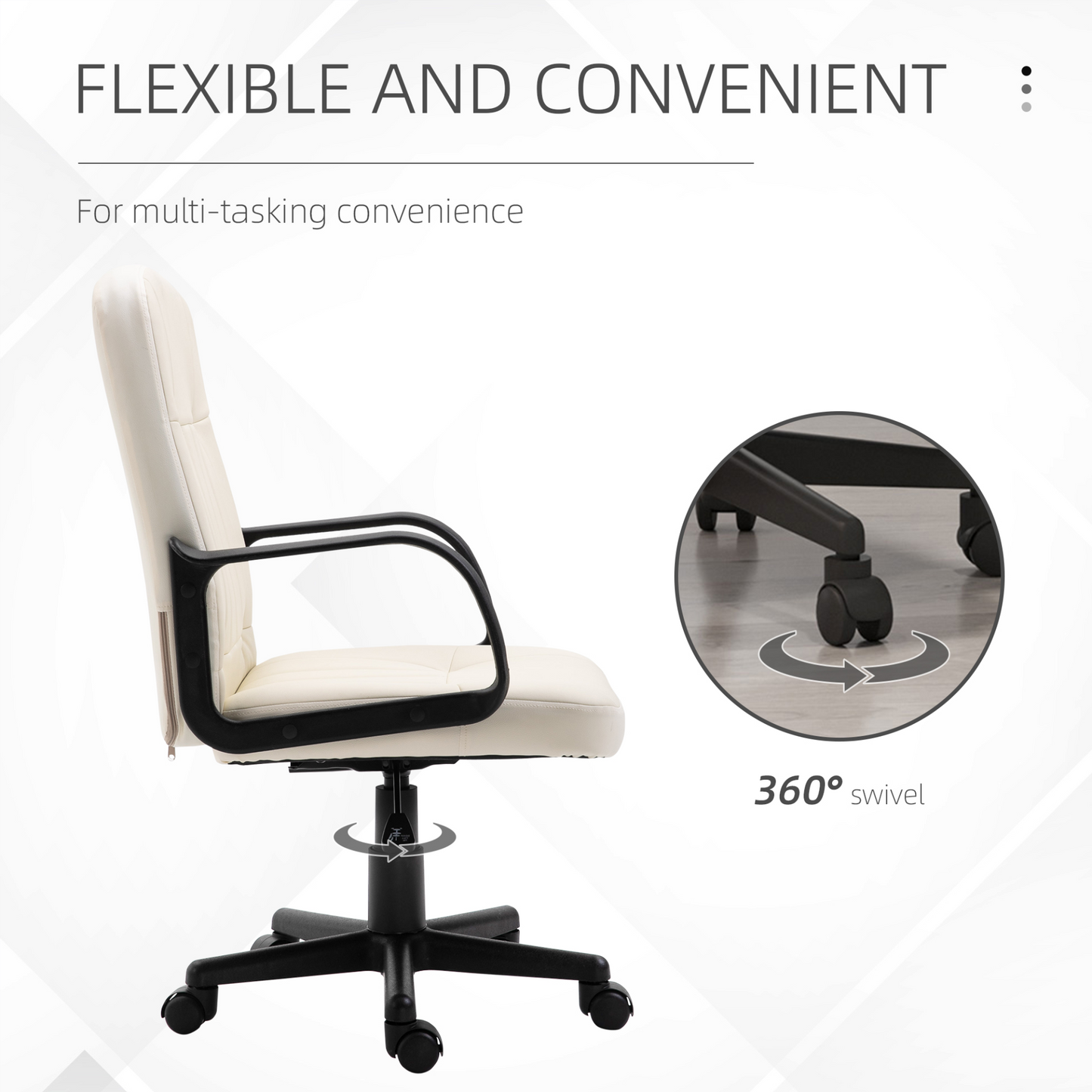 HOMCOM Swivel Executive Office Chair | PU Leather Ergonomic Desk Chair for Home & Office - BEYRUN