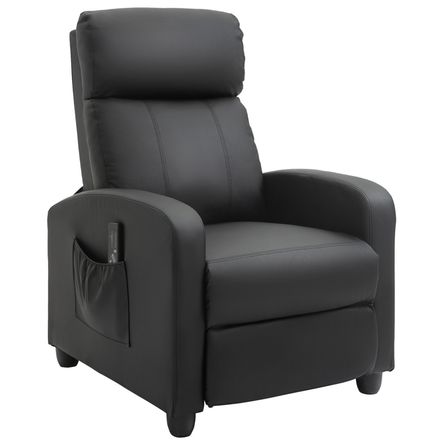 HOMCOM Recliner Sofa Massage Chair - PU Leather Armchair with Footrest & Remote Control for Living Room, Bedroom, Home Theater, Black - BEYRUN