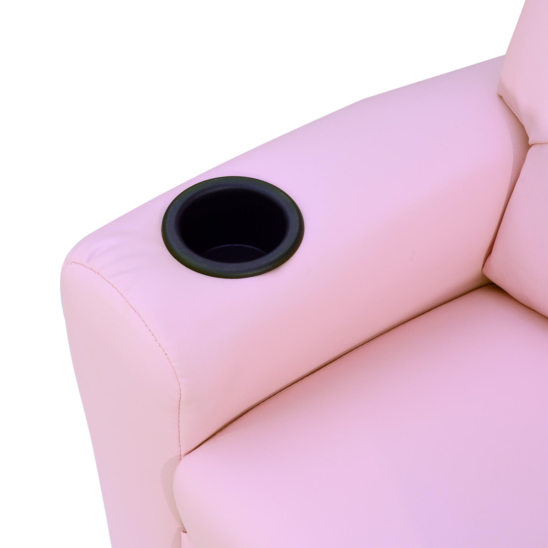 HOMCOM Kids Pink Recliner Armchair with Cup Holder - PU Leather Children's Lounger Sofa for Games & Relaxation - BEYRUN