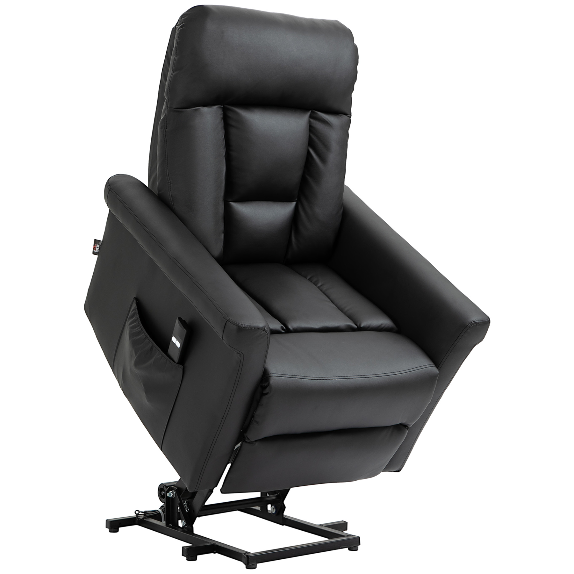 HOMCOM Power Lift Recliner Chair - PU Leather, Remote-Controlled, Black - BEYRUN