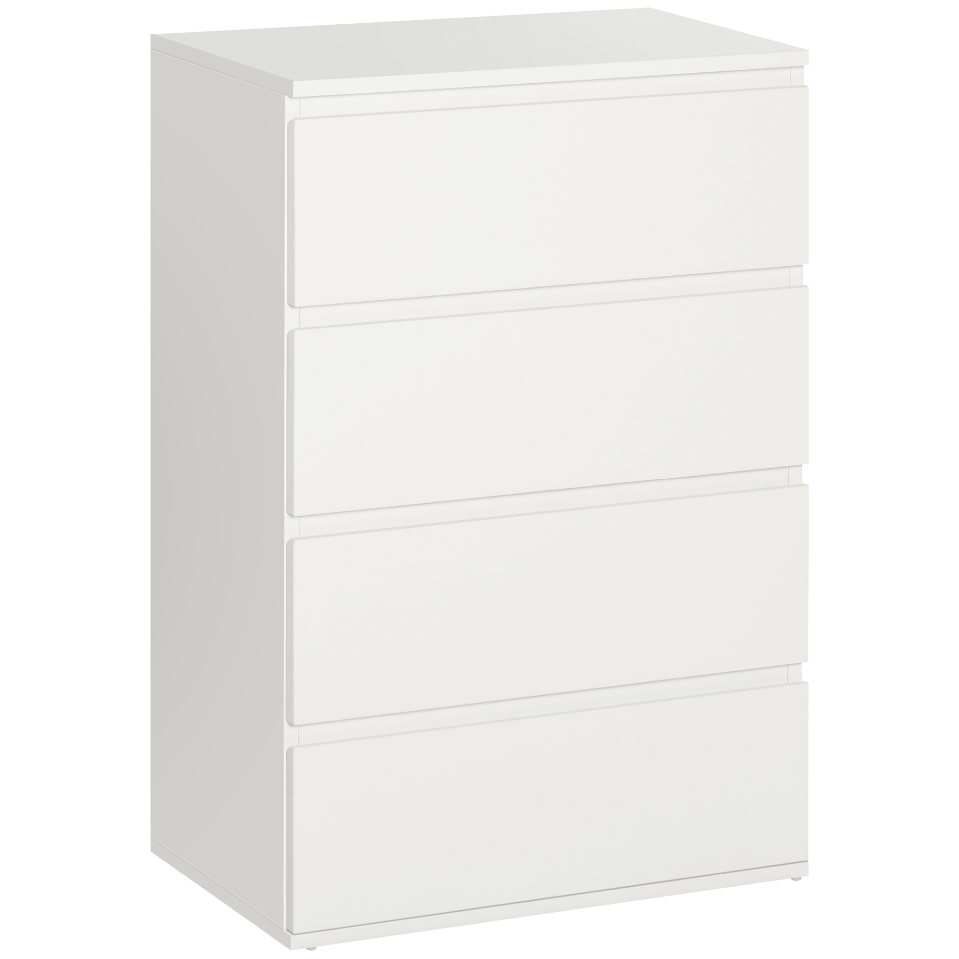 HOMCOM White 4-Drawer Chest of Drawers – Stylish & Functional Storage Solution for Bedroom & Living Room - BEYRUN