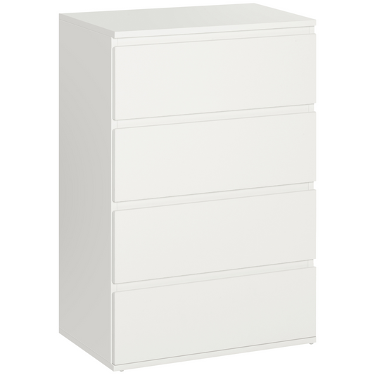 HOMCOM White 4-Drawer Chest of Drawers – Stylish & Functional Storage Solution for Bedroom & Living Room - BEYRUN