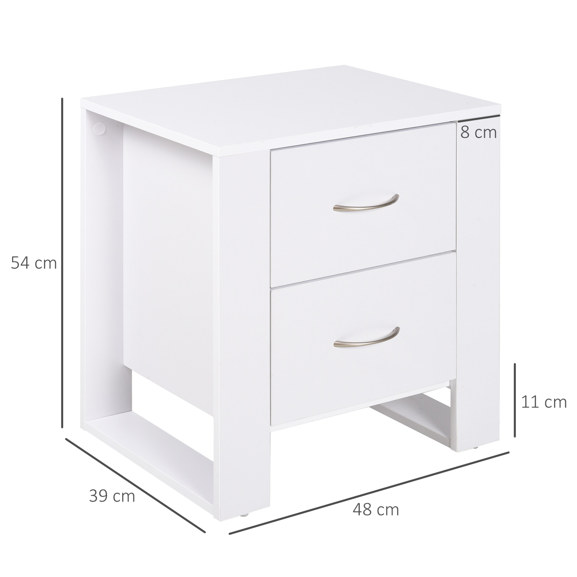 HOMCOM 2 Drawer Modern Boxy Bedside Table | Stylish Bedroom Night Stand - BEYRUN