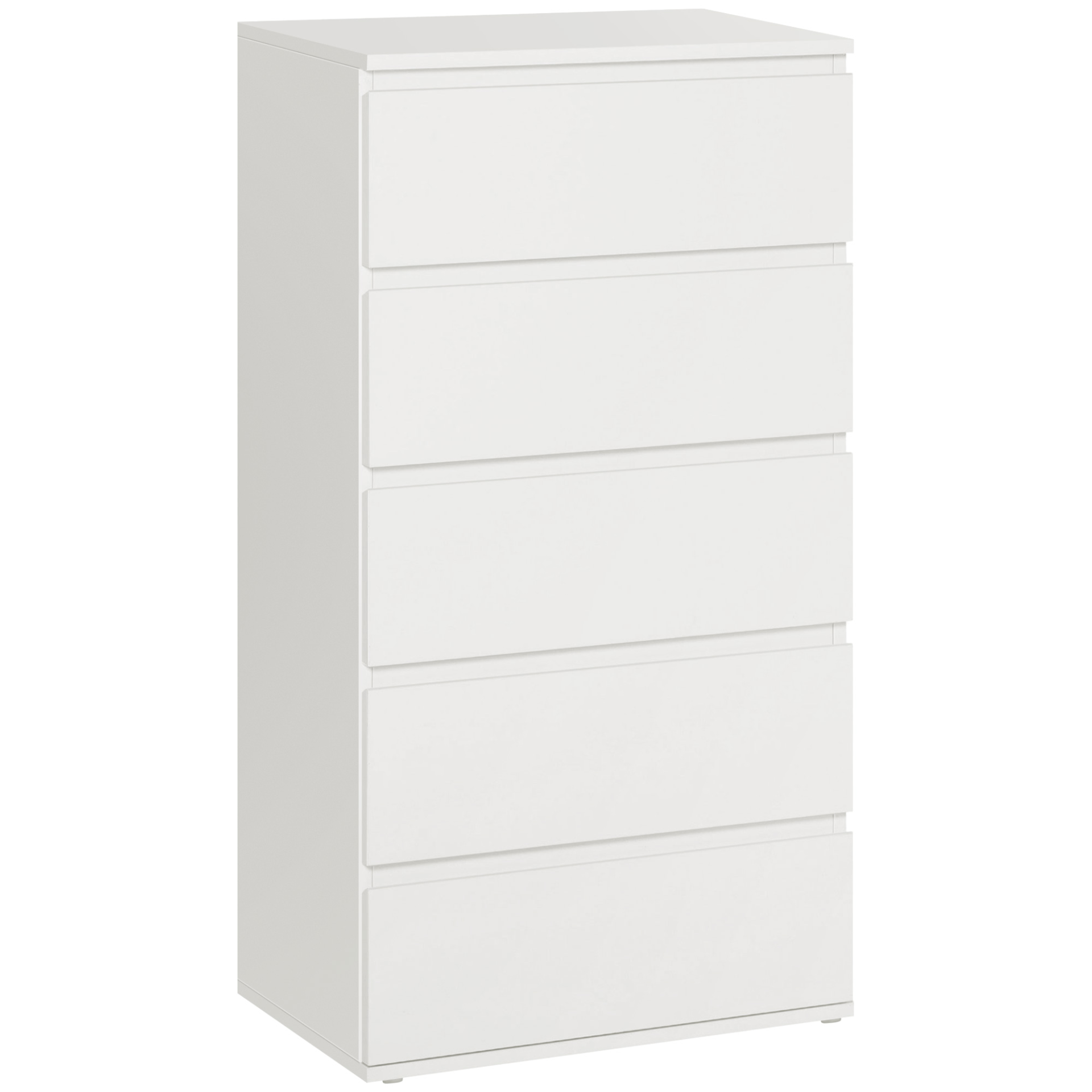 HOMCOM 5-Drawer Chest of Drawers, White Storage Cabinet for Bedroom and Living Room - BEYRUN