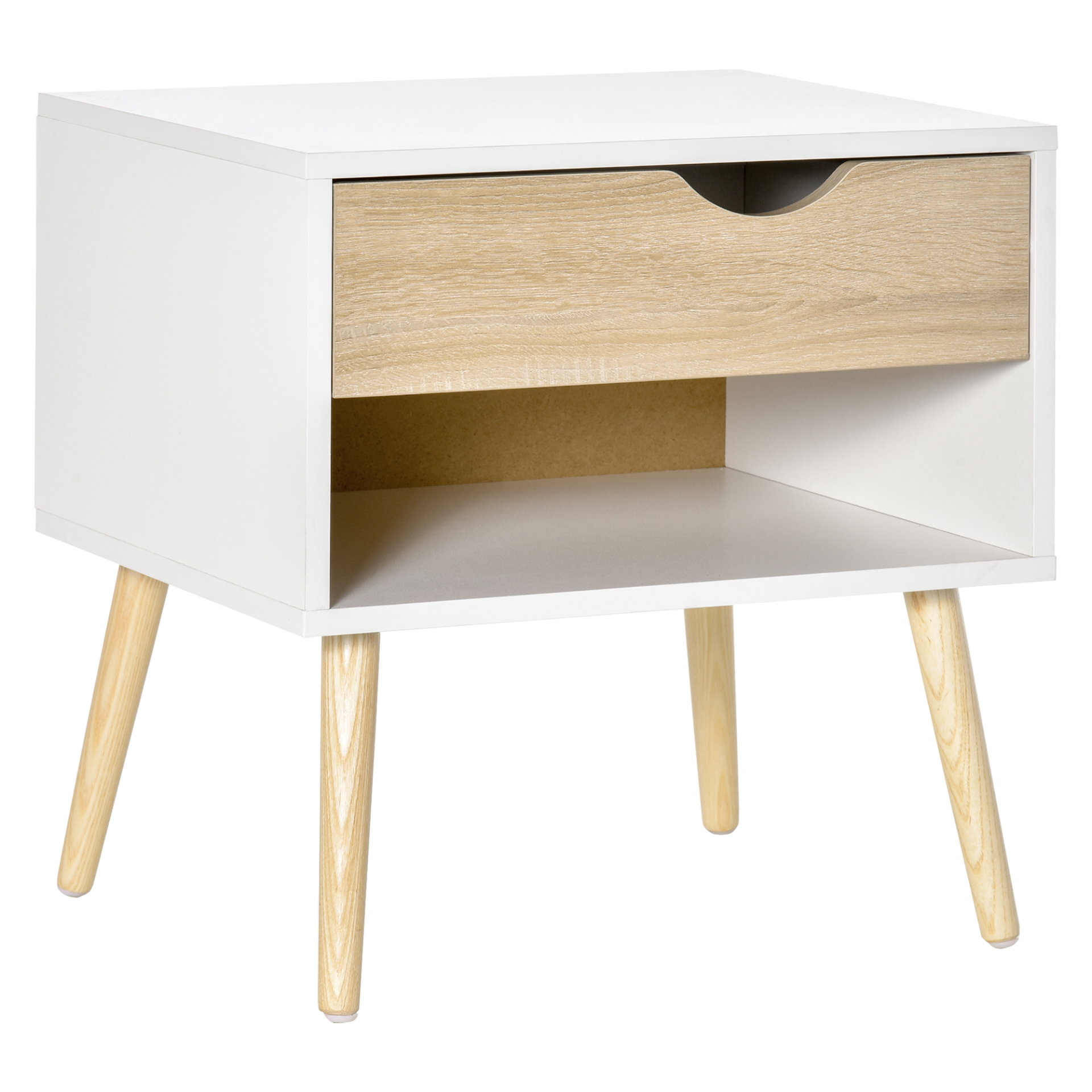 HOMCOM Modern Bedside Table with Drawer & Shelf - Stylish Nightstand for Bedroom - BEYRUN