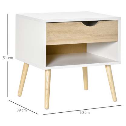 HOMCOM Modern Bedside Table with Drawer & Shelf - Stylish Nightstand for Bedroom - BEYRUN