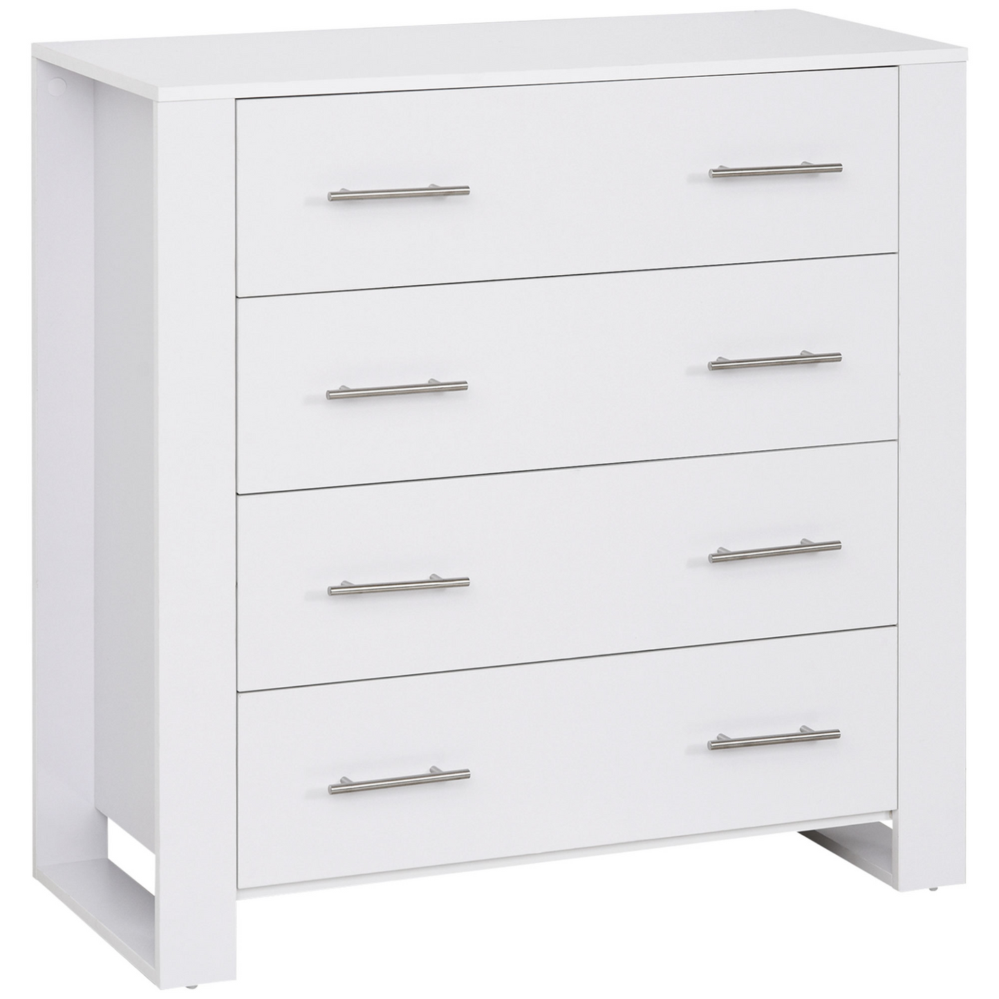 HOMCOM 4-Drawer Storage Cabinet - Stylish & Spacious Unit for Bedroom & Living Room - White - BEYRUN