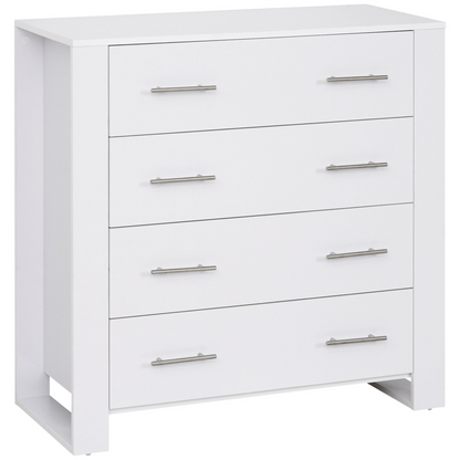 HOMCOM 4-Drawer Storage Cabinet - Stylish & Spacious Unit for Bedroom & Living Room - White - BEYRUN