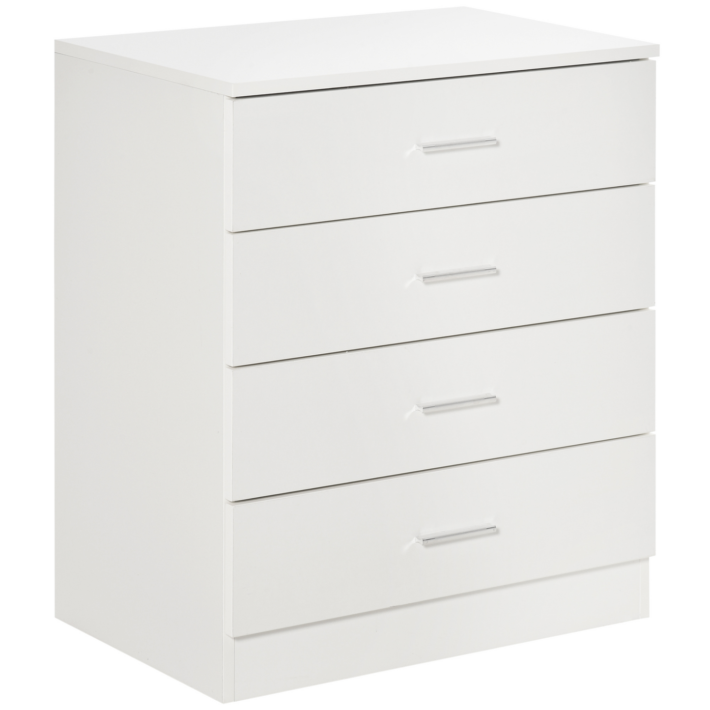 HOMCOM 4-Drawer Chest of Drawers - Elegant White Storage Cabinet with Anti-Tip Design for Playroom, Nursery, and Hallway - BEYRUN