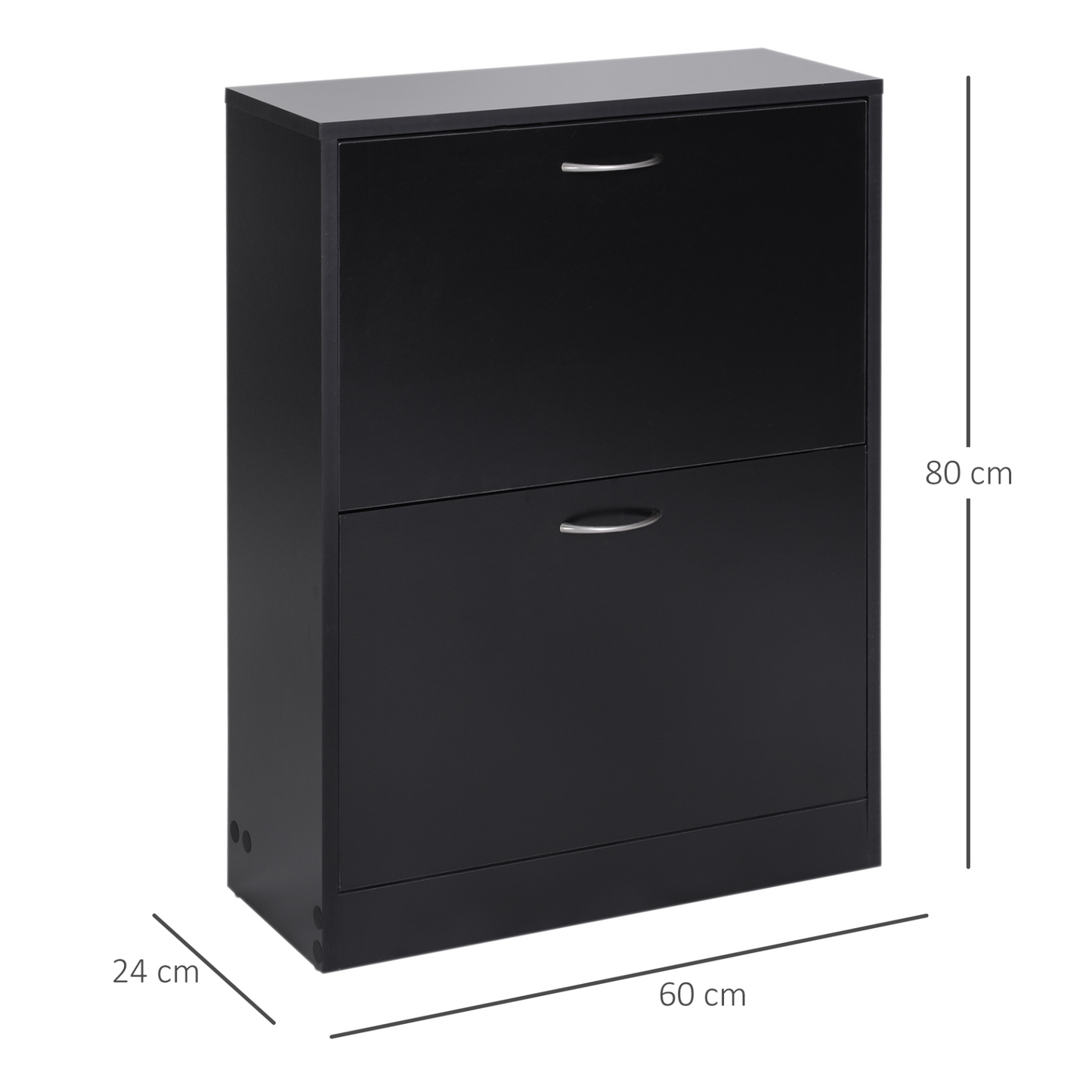 HOMCOM 2-Tier Shoe Cabinet Storage Cupboard - Modern Hall Organizer with Adjustable Shelf & Drawer - Space-Saving Entrance Foyer Furniture, Holds 12 Pairs, Black - BEYRUN