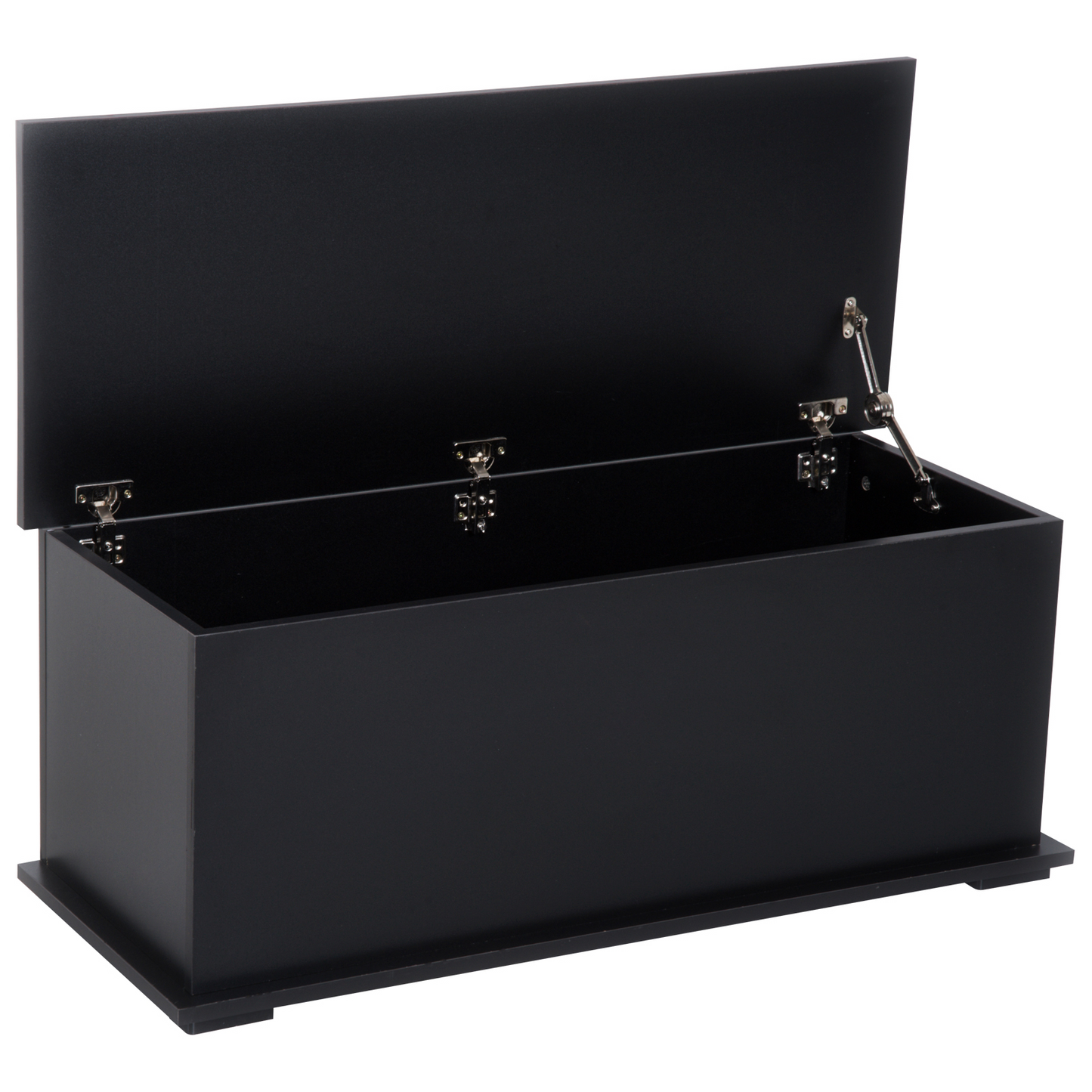 HOMCOM Black Wooden Storage Box - Multifunctional Clothes Toy Chest & Bench Seat with Lid - BEYRUN