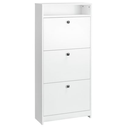 HOMCOM Space-saving White Shoe Storage Cabinet with 3 Drawers for Hallway Footwear Organization - BEYRUN