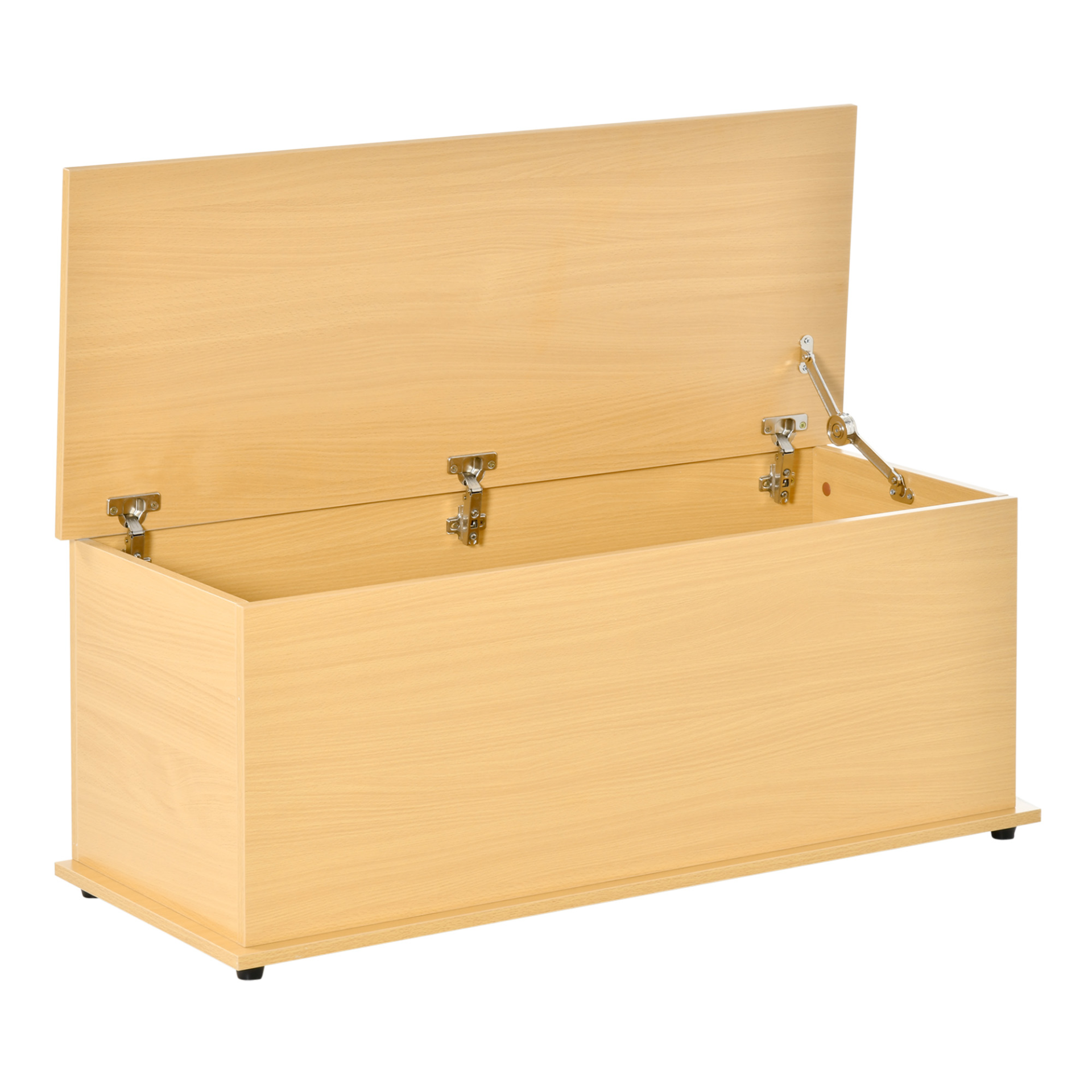 HOMCOM Wooden Storage Box with Lid - Versatile Toy Chest, Bench Seat, and Blanket Trunk in Burlywood - BEYRUN