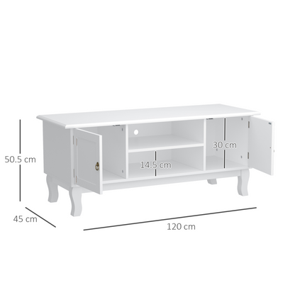 HOMCOM 120CM TV Stand Cabinet for TVs Up to 50" - Ivory White Media Console Table with Storage - BEYRUN