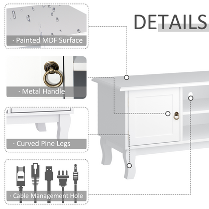 HOMCOM 120CM TV Stand Cabinet for TVs Up to 50" - Ivory White Media Console Table with Storage - BEYRUN
