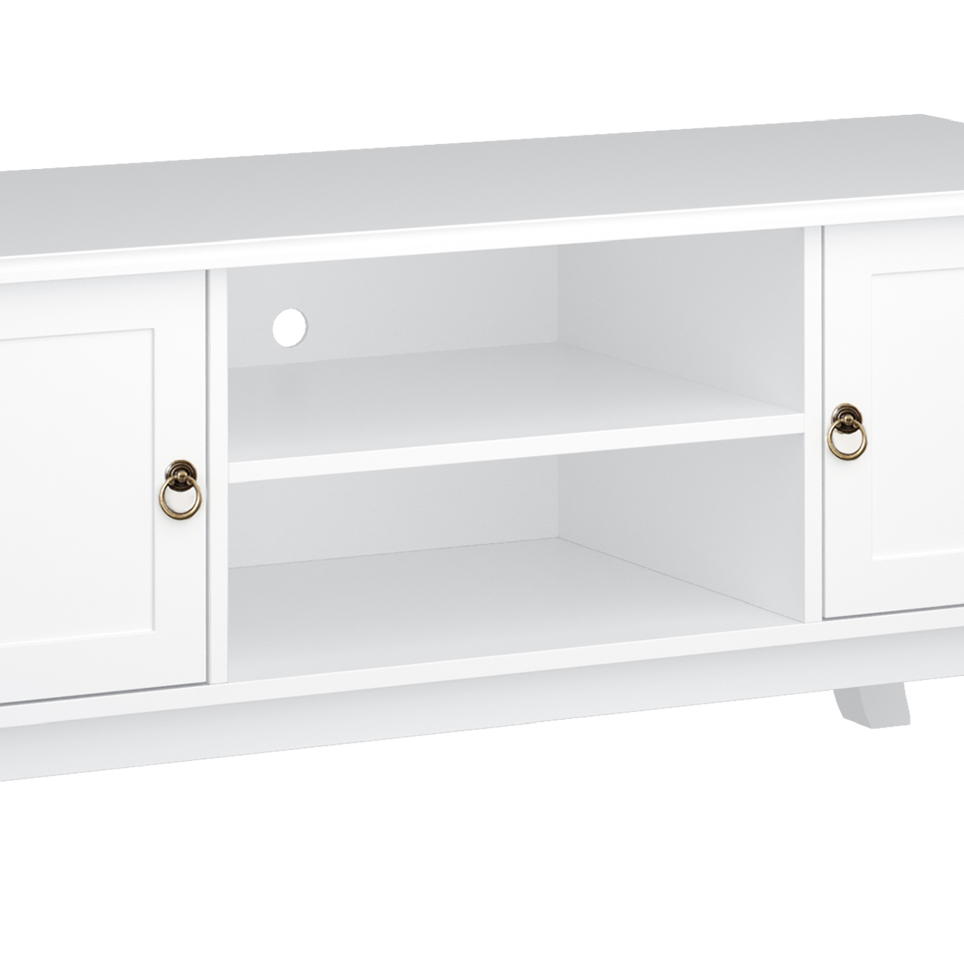 HOMCOM 120CM TV Stand Cabinet for TVs Up to 50" - Ivory White Media Console Table with Storage - BEYRUN