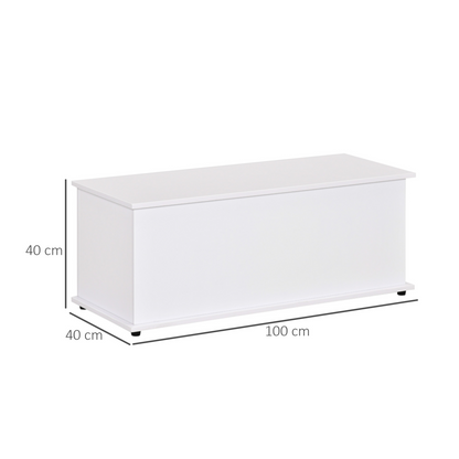 HOMCOM White Wooden Storage Box – Multi-functional Clothes, Toy Chest, Bench Seat, Ottoman, Blanket Trunk with Lid - BEYRUN