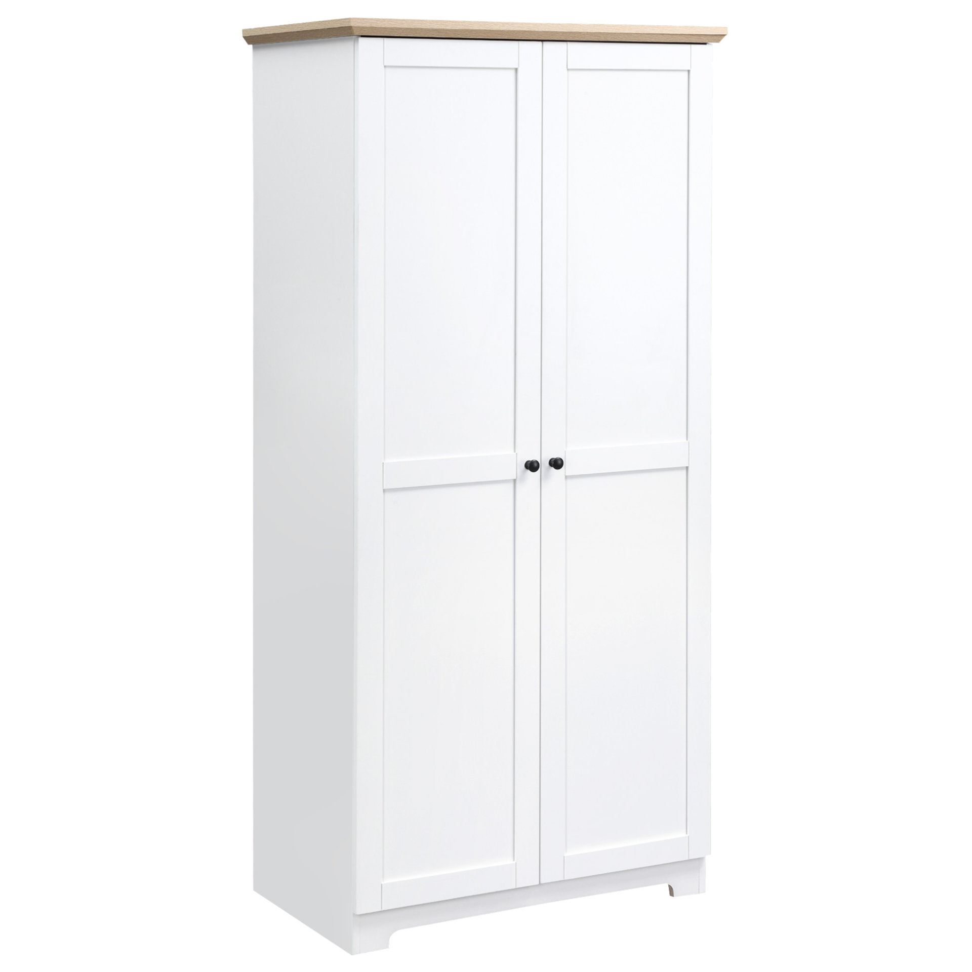 HOMCOM 172cm Wooden Kitchen Storage Cabinet - Versatile Cupboard with 2 Doors & 4 Shelves - White - BEYRUN