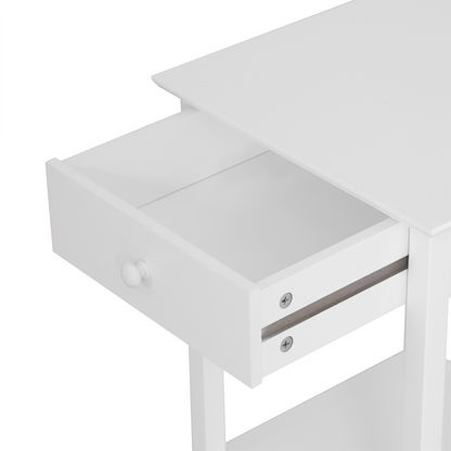 HOMCOM White Wooden Bedside Table with Drawer & Shelf Storage - Multipurpose Night Stand for Bedroom - BEYRUN