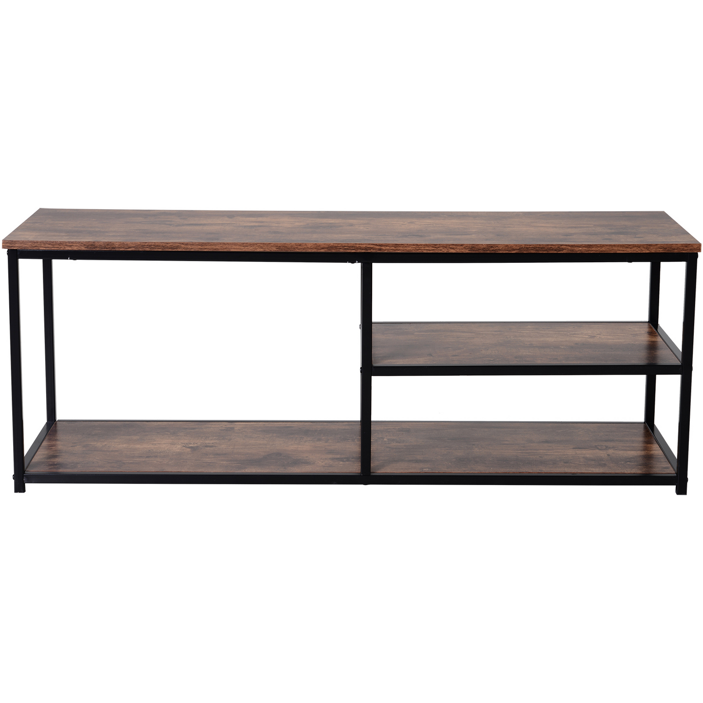 HOMCOM Industrial Style TV Stand Cabinet - Metal Frame, 2 Shelves for Living Room - BEYRUN