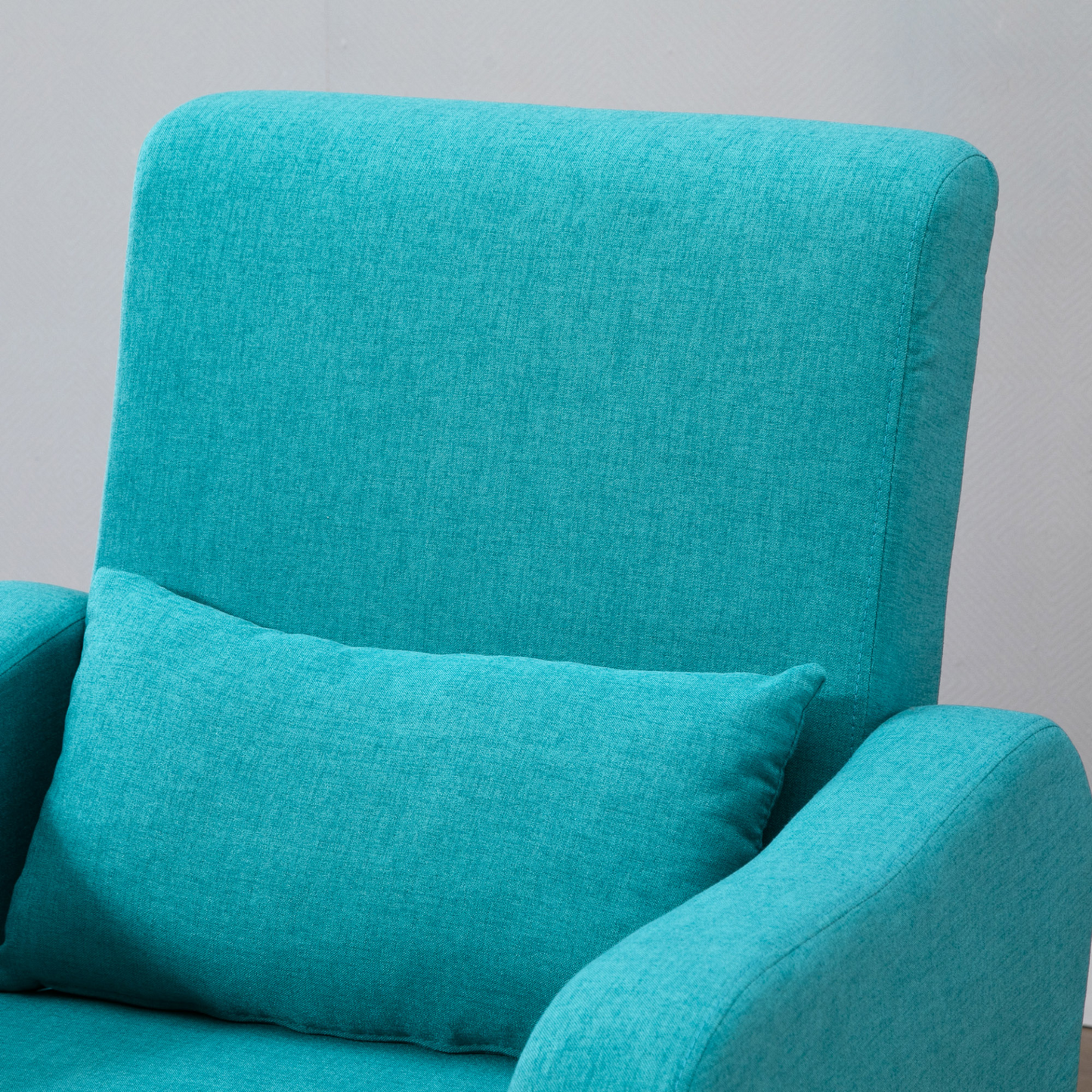 HOMCOM Teal Accent Chair - Linen-Touch Upholstered, Mid-Century Leisure Armchair with Wooden Frame - BEYRUN