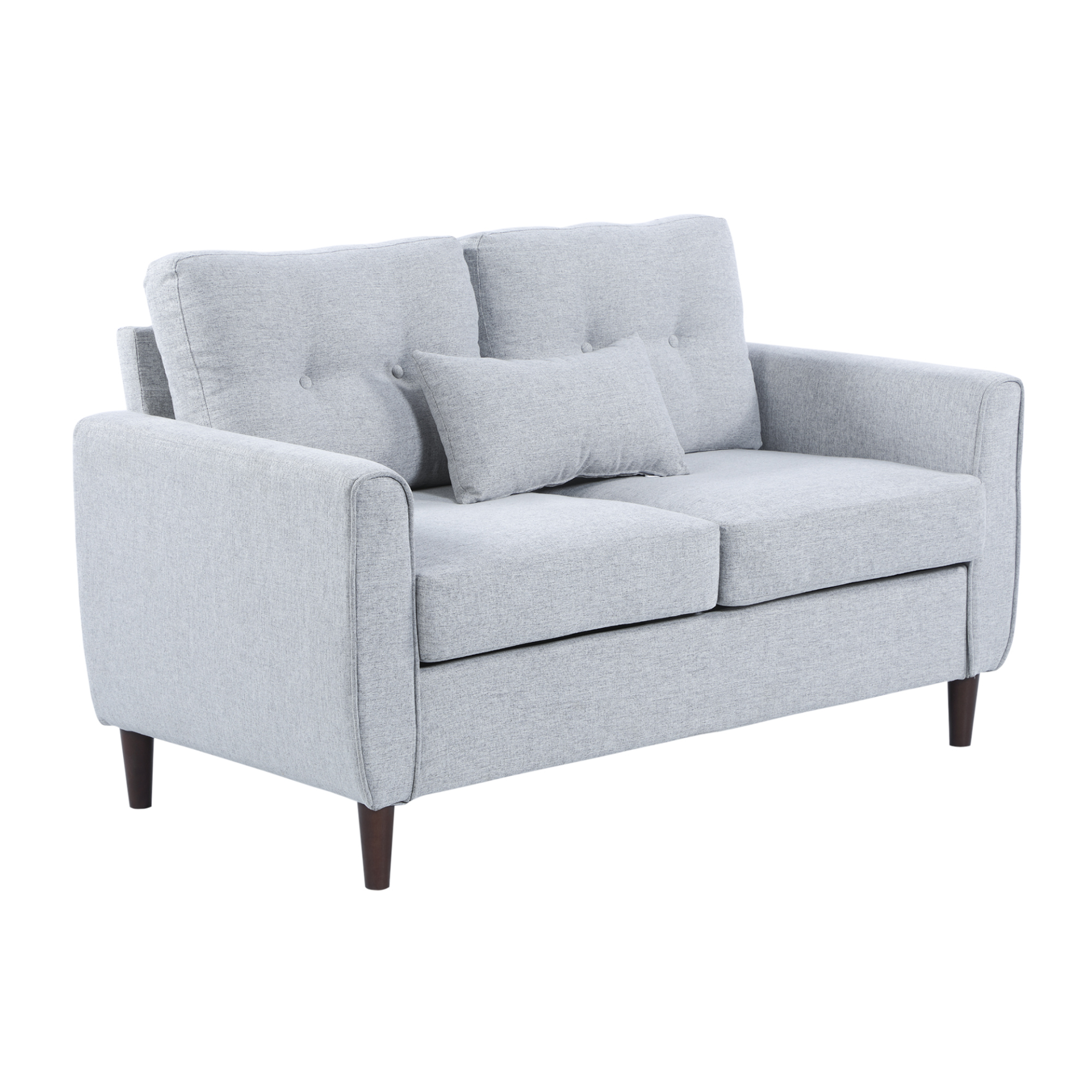 HOMCOM 2 Seat Loveseat Sofa with Wooden Legs and Tufted Design for Living Room, Dining Room, Office - Light Grey - BEYRUN