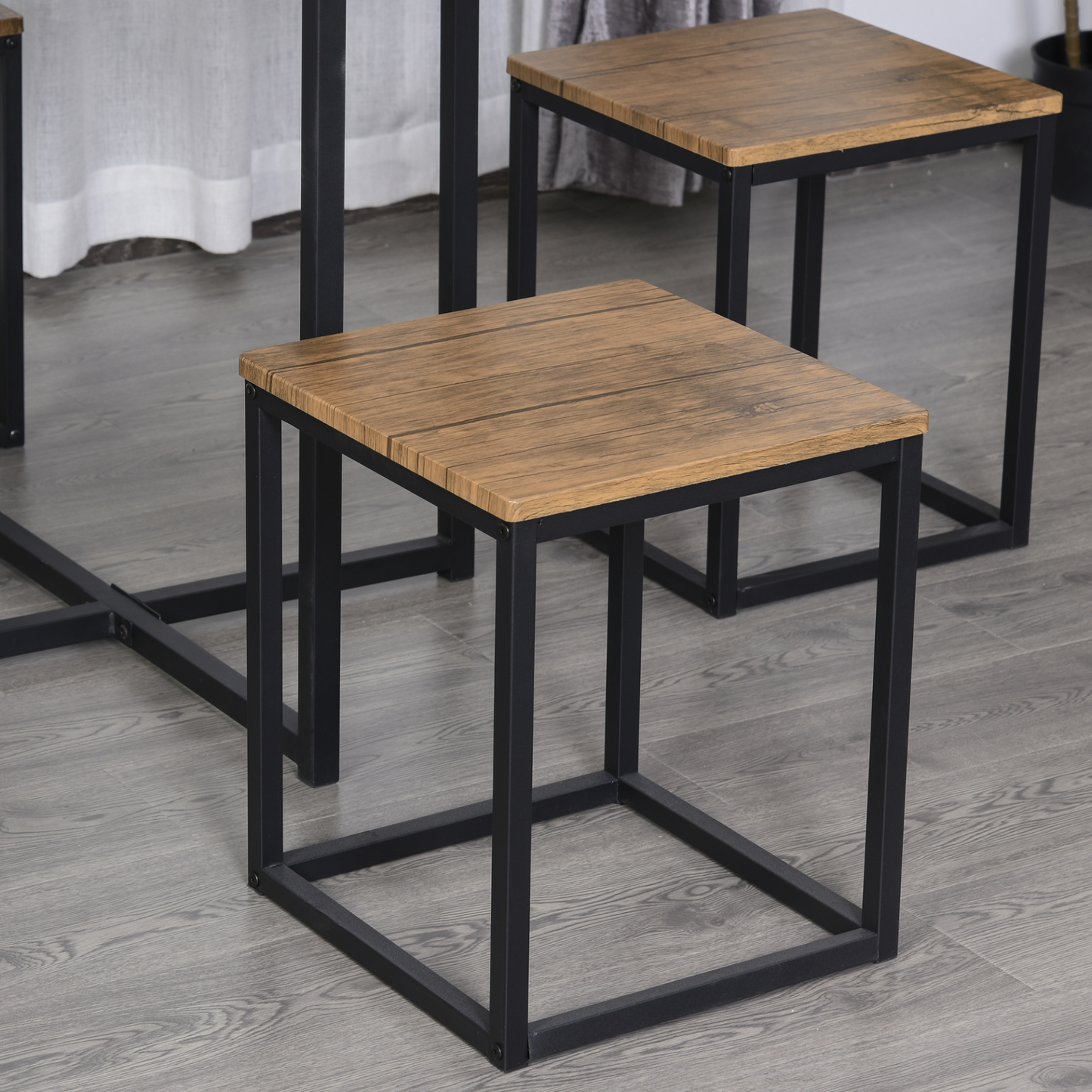 HOMCOM 5 PCS Industrial Dining Set with Metal Frame - Space-Saving Modern Classic Design - BEYRUN