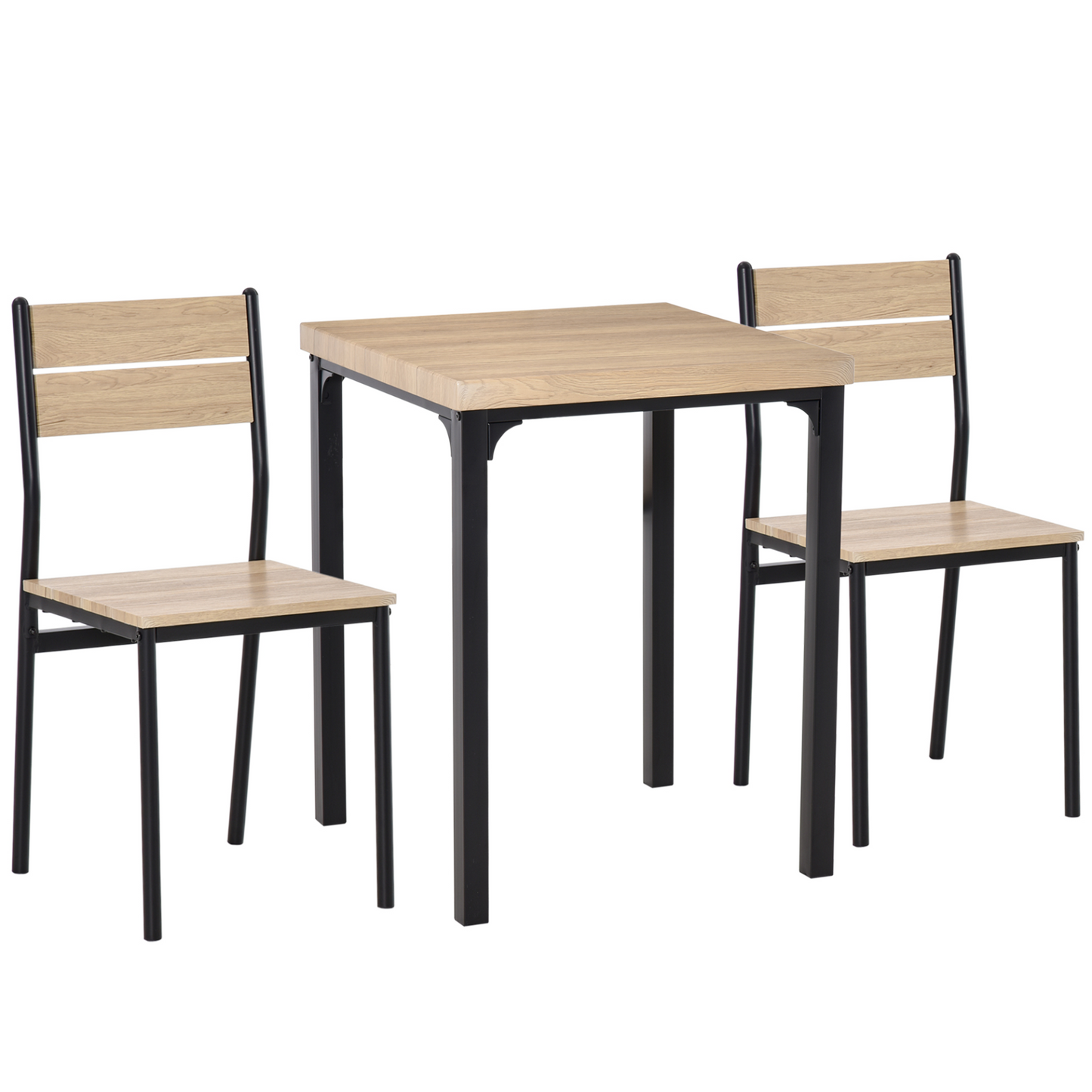 HOMCOM 3-Piece Compact Dining Table Set with Wooden Metal Legs - Perfect for Bistro, Cafe, Kitchen, and Breakfast Bar - BEYRUN