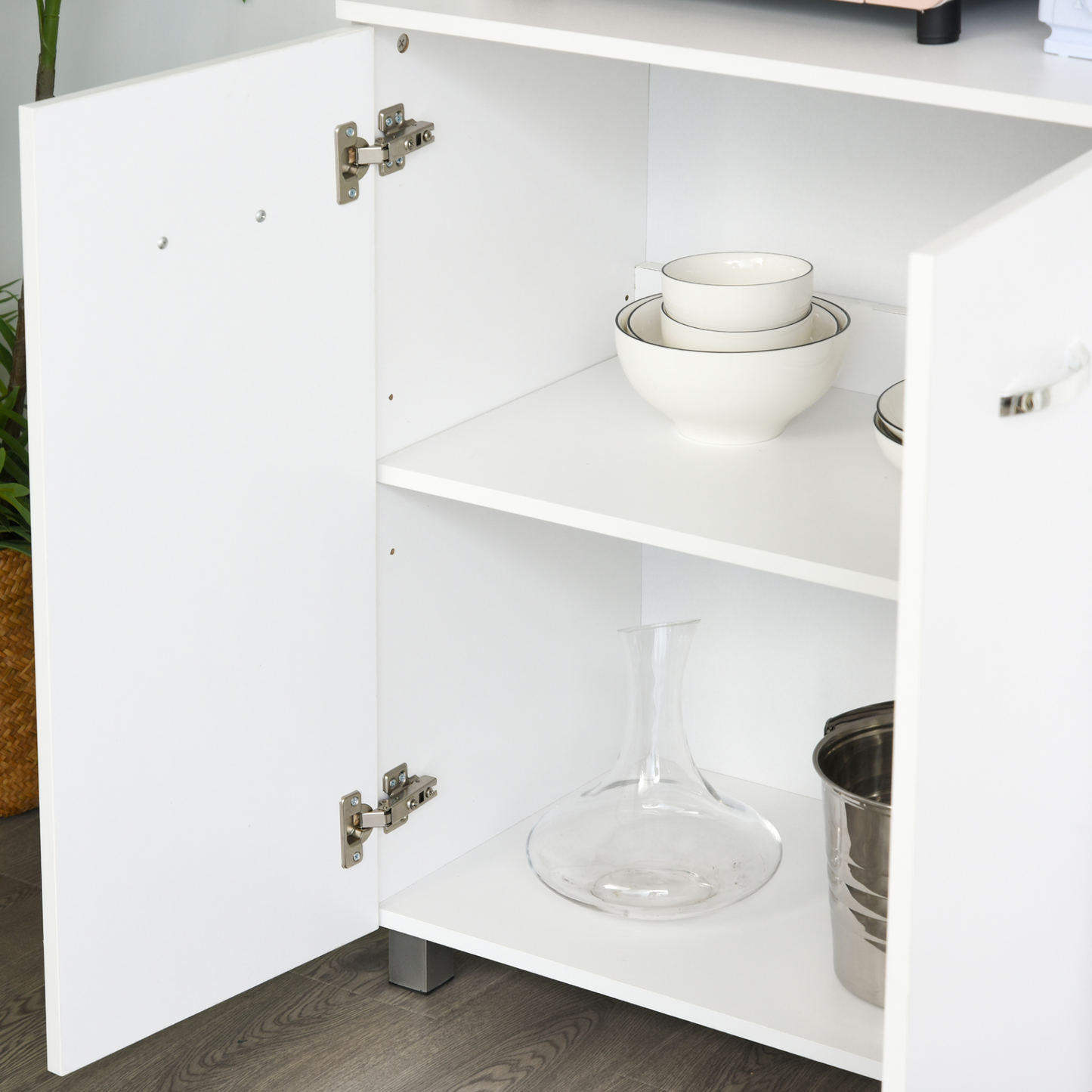 HOMCOM Freestanding Kitchen Cupboard - Versatile White Storage Cabinet with Shelves, Drawers, and Open Compartments - BEYRUN