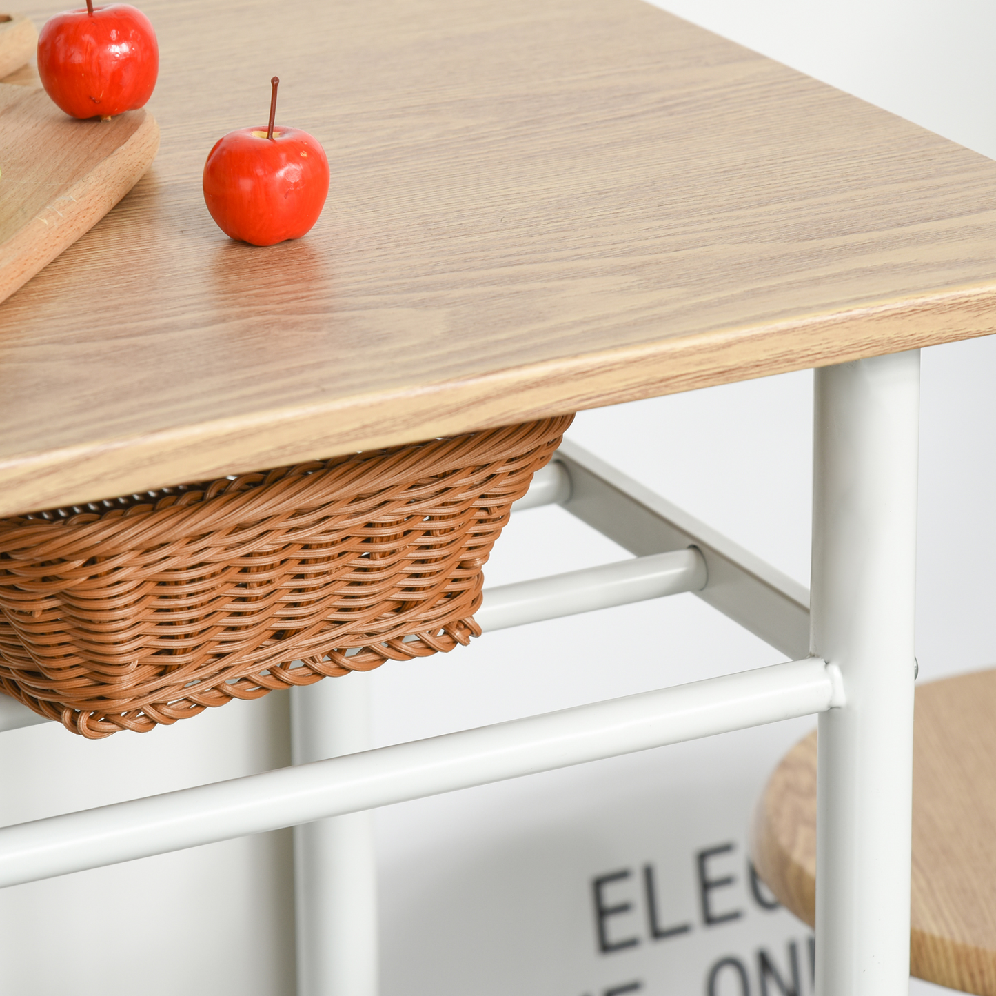 HOMCOM 3-Piece Bar Table Set with Storage Shelf & Footrest - Perfect for Kitchen, Dining Room, Pub, Cafe - White & Oak - BEYRUN