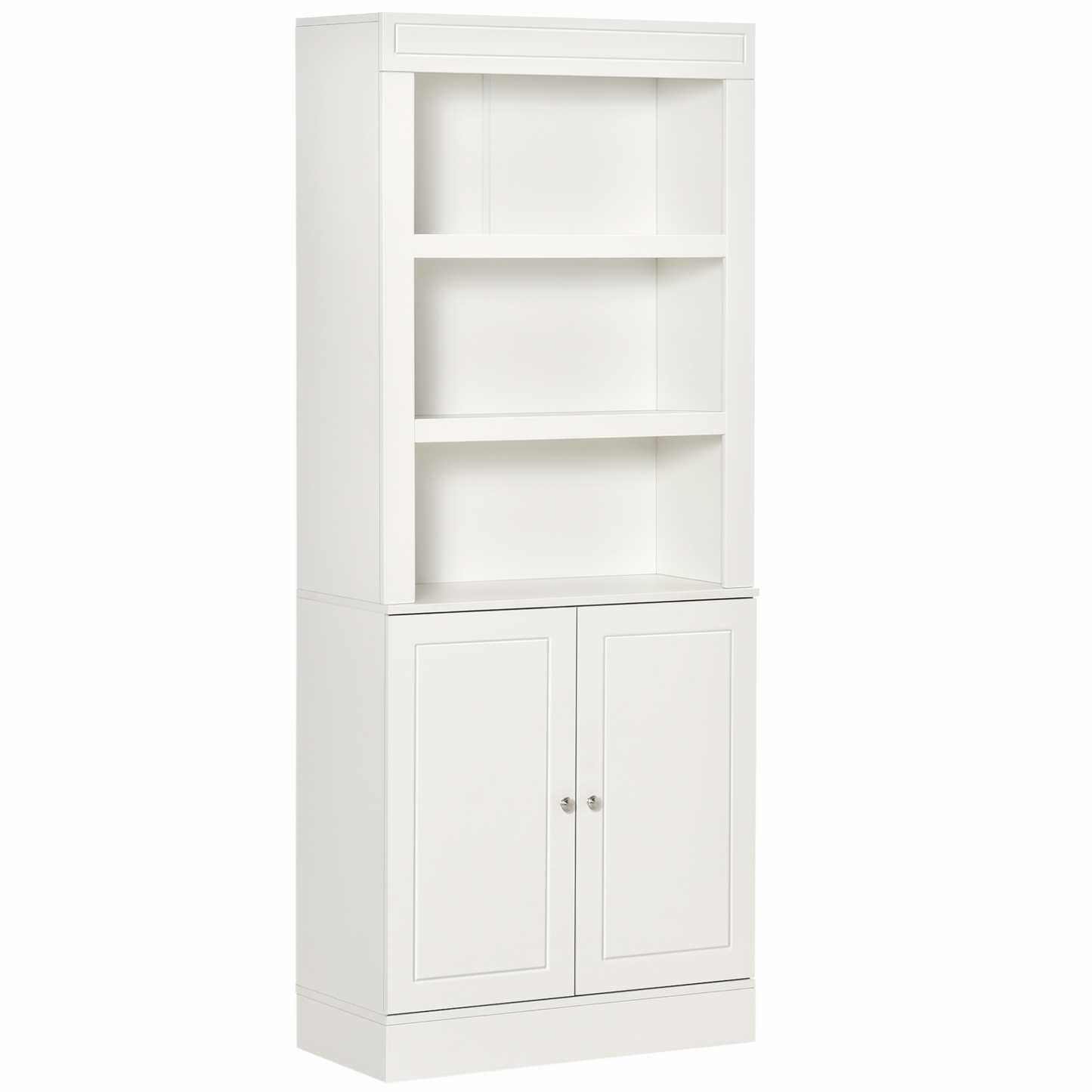 HOMCOM Freestanding Kitchen Cupboard with Adjustable 6-Tier Shelving and Double-Door Cabinet - White - BEYRUN