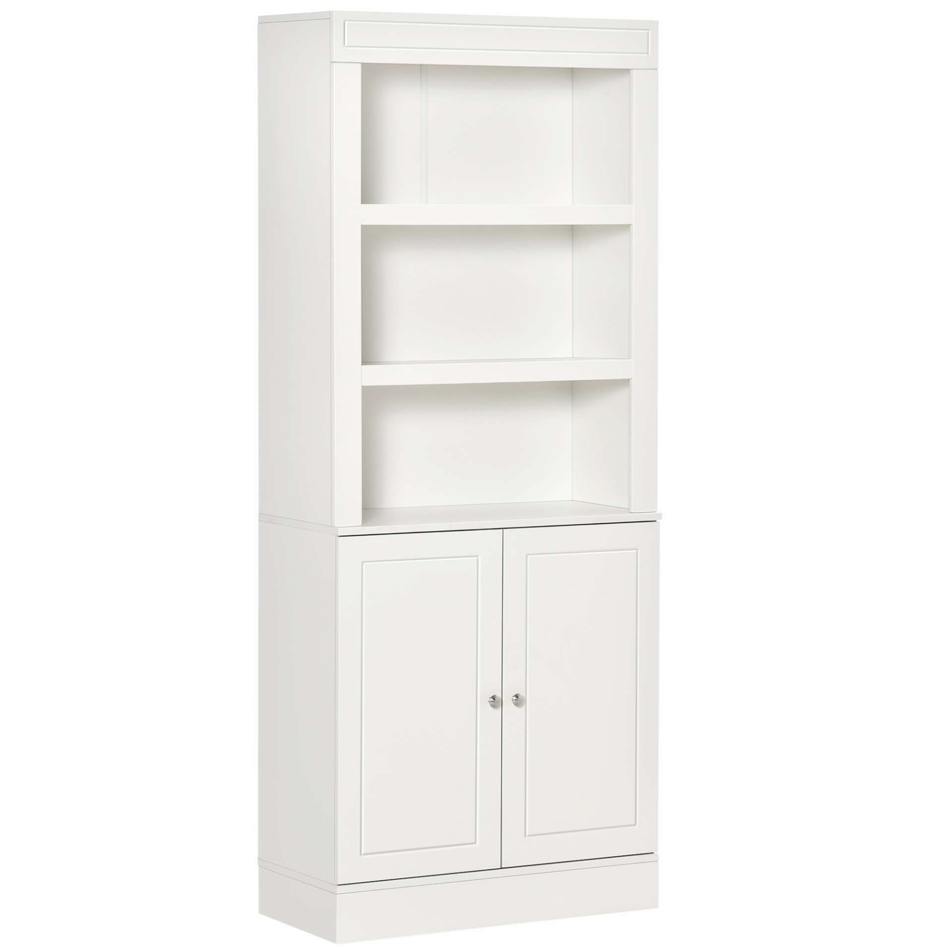 HOMCOM Freestanding Kitchen Cupboard with Adjustable 6-Tier Shelving and Double-Door Cabinet - White - BEYRUN