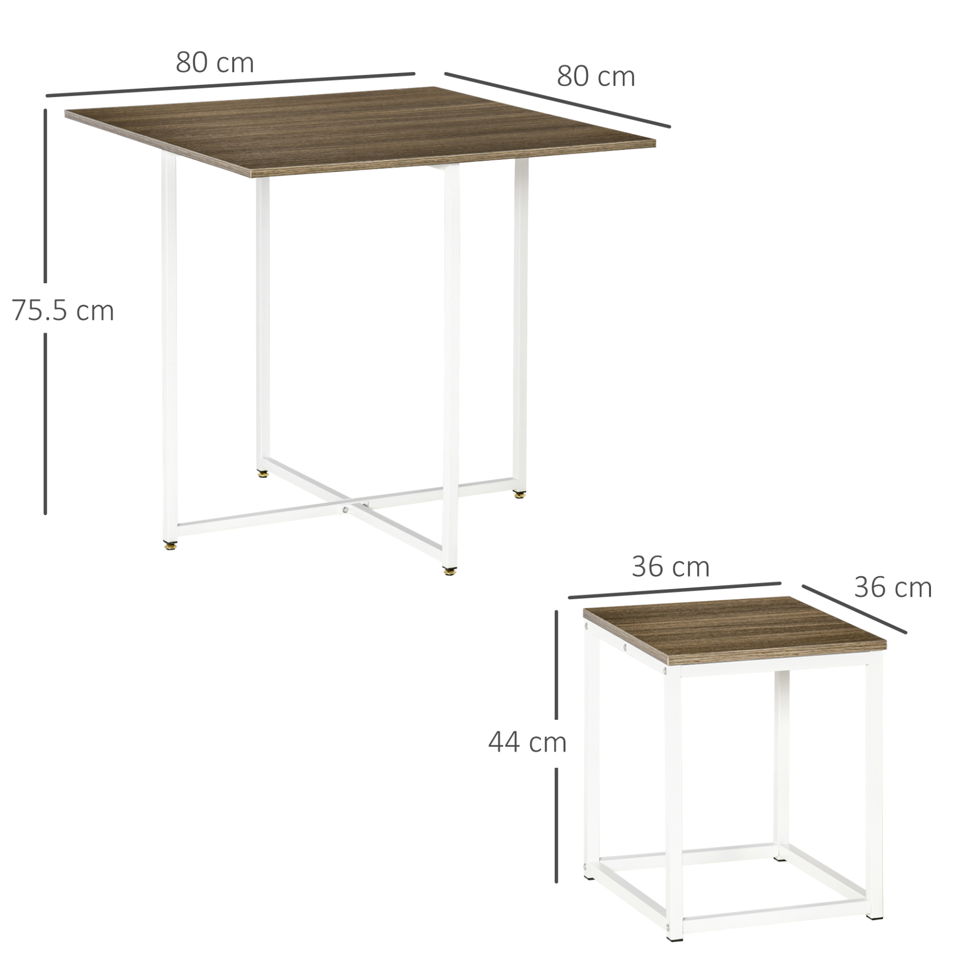 HOMCOM Modern 5-Piece Dining Table Set - Metal Frame, 4 Chairs, Walnut Finish, Perfect for Dining Room - BEYRUN