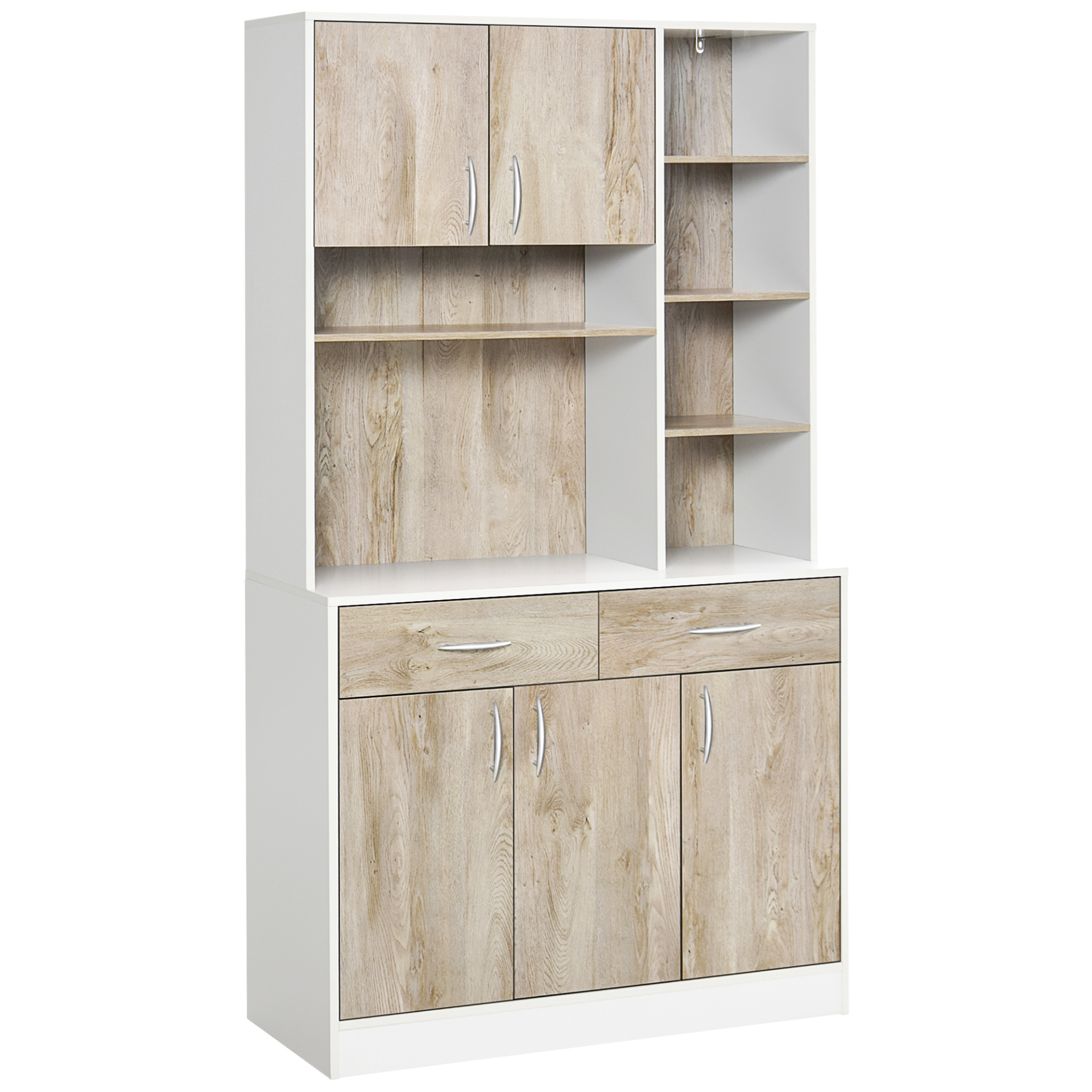 HOMCOM Kitchen Cupboard Sideboard Storage Cabinet with Counter Top, Adjustable Shelves & Drawers - BEYRUN