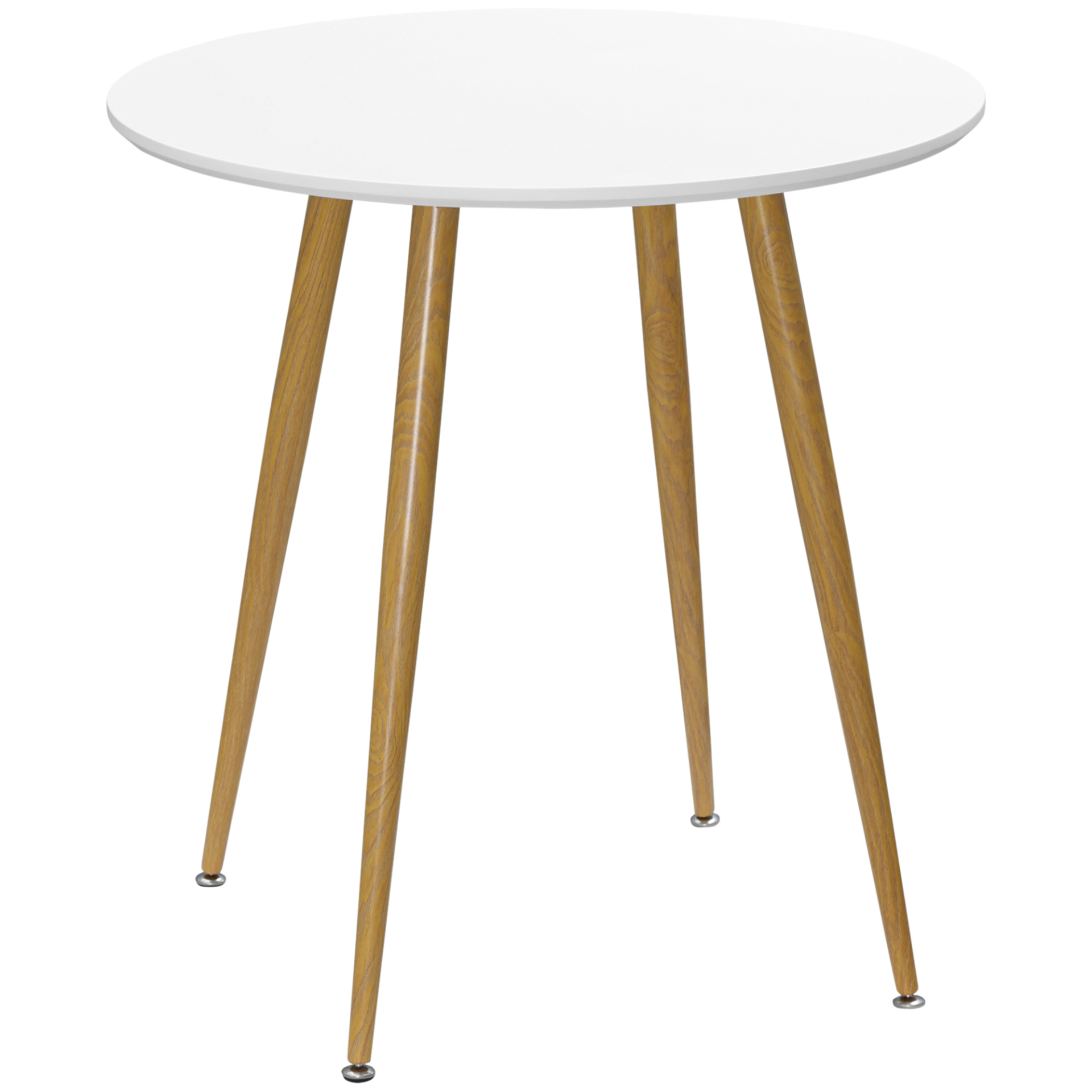 HOMCOM Modern Round Dining Table for 2 - Elegant White Kitchen Table with Metal Legs and Matte Top - BEYRUN