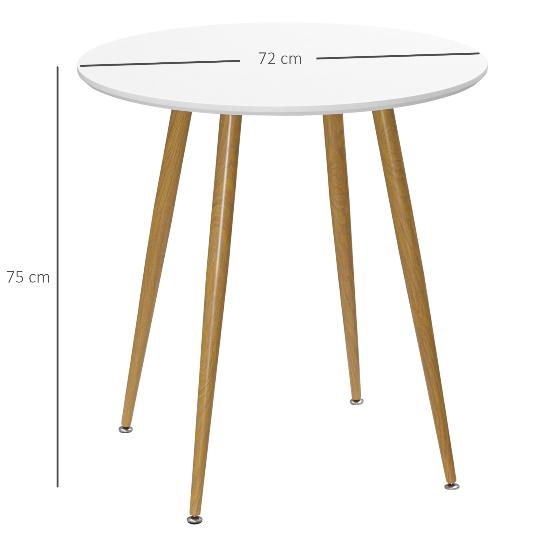 HOMCOM Modern Round Dining Table for 2 - Elegant White Kitchen Table with Metal Legs and Matte Top - BEYRUN