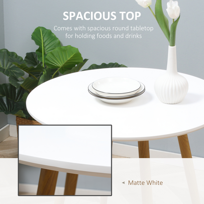 HOMCOM Modern Round Dining Table for 2 - Elegant White Kitchen Table with Metal Legs and Matte Top - BEYRUN