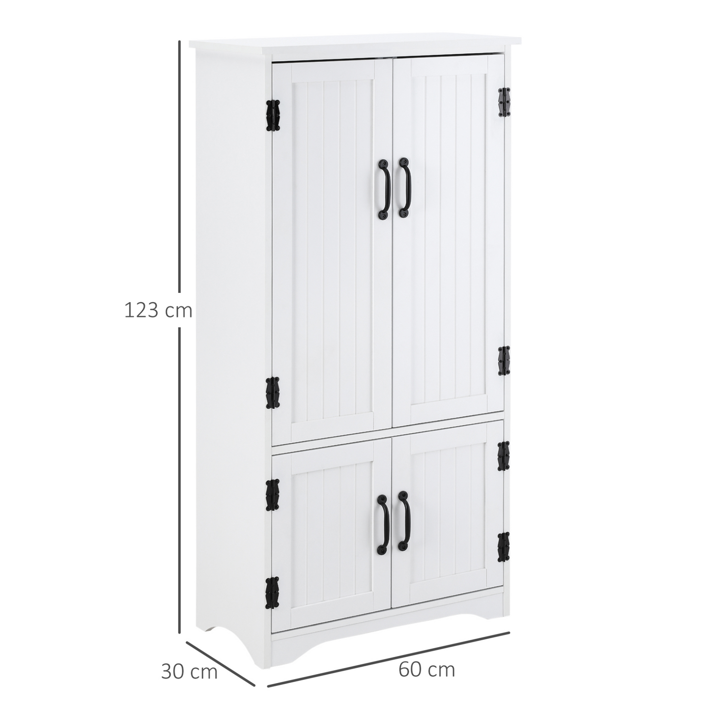 HOMCOM White Accent Floor Storage Cabinet - Versatile Kitchen Cupboard with Adjustable Shelves & Lower Doors - BEYRUN